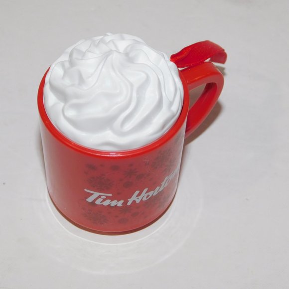 2021 Tim Hortons Coffee Mug Snowflakes Whipped Cream Christmas Tree Ornament - Picture 4 of 5